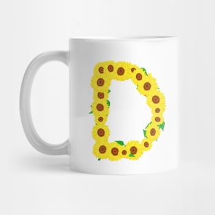 Sunflowers Initial Letter D (White Background) Mug